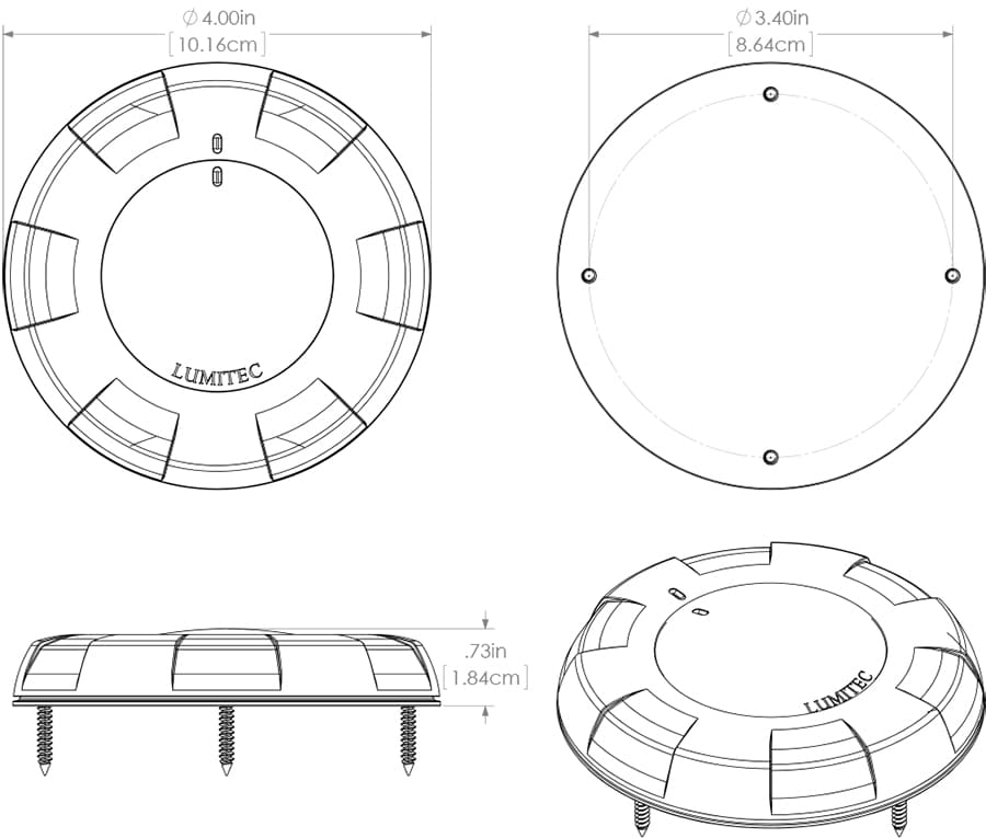 LUMITEC AURORA SS DOME LIGHT DIMMABLE WHITE & DIMM 